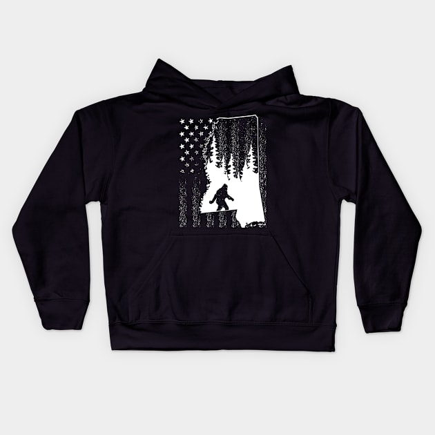 Mississippi Bigfoot American Flag Kids Hoodie by Tesszero